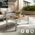 Aluminum Outdoor Patio Conversation Furniture Set, 5 PCS Metal Modern Outside Sectional Lawn Furniture with Coffee Table & Washable Thick Cushions,Seating Sofa for Garden/Backyard/Porch Silver