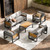 Aluminum Outdoor Patio Furniture Set, 5-Piece Metal Modern Outside Sectional Conversation Lawn Furniture with Coffee Table & Washable Thick Cushions,Seating Sofa for Garden/Backyard/Porch Grey