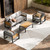 Aluminum Outdoor Patio Furniture Set, 4-Piece Metal Modern Outside Sectional Conversation Lawn Furniture with Coffee Table & Washable Thick Cushions,Seating Sofa for Garden/Backyard/Porch Grey
