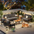 Aluminum Patio Furniture Set 7 Seats, Oversized Outdoor Sectional with Washable Thick Cushions, Coffee Table and Waterproof Cover, Patio Conversation Sets for Porch, Balcony, Deck