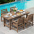 Patio Dining Table Sets 5-Piece, Outdoor HDPE Dining Furniture Set with Umbrella Hole Cut-Out Table and 4 Chairs, All Weather Dining Set for Lawn, Garden, Backyard, Poolside, Brown