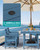 Patio Table Set, Outdoor HDPE Dining Furniture with Umbrella Hole, All Weather for Lawn, Garden, Backyard, Poolside, Blue