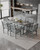 7-Piece Outdoor Dining Set, HDPE All-Weather Patio Table and Chairs Set for 6, Outdoor Patio Furniture Sets with Umbrella Hole for Outside, Deck, Backyard, Garden (Grey)