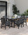 7-Piece Outdoor Dining Set, HDPE All-Weather Patio Table and Chairs Set for 6, Outdoor Patio Furniture Sets with Umbrella Hole for Outside, Deck, Backyard, Garden (Black)