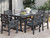 7-Piece Outdoor Dining Set, HDPE All-Weather Patio Table and Chairs Set for 6, Outdoor Patio Furniture Sets with Umbrella Hole for Outside, Deck, Backyard, Garden (Black)