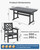 7-Piece Outdoor Dining Set, HDPE All-Weather Patio Table and Chairs Set for 6, Outdoor Patio Furniture Sets with Umbrella Hole for Outside, Deck, Backyard, Garden (Black)