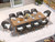 11 Pieces Outdoor Dining Set Patio Table and Chairs Set Aluminum Wicker Rattan Patio Furniture Set for Lawn Garden Backyard Teak