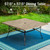9 Pieces Outdoor Dining Set for 8, 57.5” Brown Wood-Like Square Metal Steel Table with Umbrella Hole & Stackable Wrought Iron Chairs, Large Outside Furniture for Patio, Deck, Yard, Porch