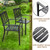 9 Pieces Outdoor Dining Set for 8, 57.5” Brown Wood-Like Square Metal Steel Table with Umbrella Hole & Stackable Wrought Iron Chairs, Large Outside Furniture for Patio, Deck, Yard, Porch