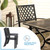 5 Pieces Outdoor Dining Set for 4, 37" Black Square Wrought Iron Table with Mesh Top & Stackable Metal Steel Chairs, Outside Furniture Set for Patio, Deck, Backyard, Porch