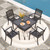 5 Pieces Outdoor Dining Set for 4, 37" Black Square Wrought Iron Table with Mesh Top & Stackable Metal Steel Chairs, Outside Furniture Set for Patio, Deck, Backyard, Porch