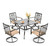 5 Pieces Outdoor Dining Set for 4, 37” Square Wrought Iron Table with Mesh Tabletop & Swivel Metal Steel Chairs with Cushions, Outside Furniture Set for Patio, Porch, Deck, Backyard