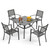 5 Pieces Outdoor Dining Set for 4, 37” Black Square Metal Table with Umbrella Hole & Stackable Wrought Iron Chairs, Outdoor Table and Chairs for Patio, Deck, Yard, Porch