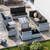 11-Piece Patio Furniture Set, Outdoor Patio Furniture with 55,000 BTU Fire Pit Table, Swivel Chairs Set, Thick Cushions, Modular Patio Sofa, Dual-Strand Wicker Rattan, Rust-Resistant Frame, Black