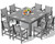 10 Piece Outdoor Dining Table Sets for 8 with 2 Umbrella Hole Cut-Out Rectangular Tables and 8 Textilene Chairs, HDPE Dining Table Sets for Garden, Backyard, Poolside, Gray