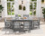 7 Piece Outdoor Dining Table Sets for 6 with 1 Umbrella Hole Cut-Out Rectangular Table and 6 Textilene Chairs, HDPE Dining Table Sets for Garden, Backyard, Poolside, Gray