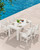 Patio Dining Set for 4, Outdoor Dining Sets for 4 Person with 1 Umbrella Hole Cut-Out Rectangular Table and 4 Chairs, HDPE Dining Sets for Garden, Backyard, Poolside, White
