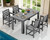 Patio Dining Set for 4, Outdoor Dining Sets for 4 Person with 1 Umbrella Hole Cut-Out Rectangular Table and 4 Chairs, HDPE Dining Sets for Garden, Backyard, Poolside, Gray