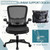 Office Desk Chairs with Wheels, Ergonomic Mesh Chair with Adjustable Height Lumbar Support, Rolling Swivel Computer Task Chair with Flip Up Armrests for Home, Study, Conference, Black (2PK)