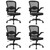 (4PK) Home Office Desk Chair with Flip Up Armrests, Mesh Back Chair with Adjustable Height Lumbar Support and Leather Seat, Ergonomic Computer Task Chair for School, Conference, Black