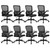(8PK) Office Desk Chairs with Wheels, Ergonomic Mesh Chair with Adjustable Height Lumbar Support, Rolling Swivel Computer Task Chair with Flip Up Armrests for Home, Study, Conference, Black
