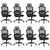 (8PK) Home Office Desk Chair with Flip Up Armrests, Mesh Back Chair with Adjustable Height Lumbar Support and Headrest, Ergonomic Computer Task Chair for School, Conference, Black