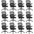 (12PK) Home Office Desk Chair with Flip Up Armrests, Mesh Back Chair with Adjustable Height Lumbar Support, Ergonomic Computer Task Chair with Wheels for School, Conference, Black