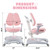 Kids Desk Chair,Ergonomic Chair: Height-Adjustable, Double Back Support – Multifunctional for Study/Work/Dining | Ideal for Kids, Petite Adults – Ultra-Comfy (Bedrooms, Schools, Offices)(Pink)