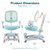 Ergonomic Kids Desk Chair with Footrest & Height-Adjustable Seat, Multifunctional for Study, Work & Dining – Comfy Cushion & Smooth Wheels for Boys & Girls (Blue)