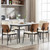 Dining Chairs Set of 6,Leather Mid Century Modern Dining Chairs with Bentwood Backrest and Upholster Seat,Armless Kitchen Chairs with Metal Legs Adjustable Foot for Dining Room(Beige)