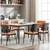 Leather Dining Chairs Set of 4, Mid Century Modern Dining Chairs with Bentwood Backrest and Upholster Seat,Armless Kitchen Chairs with Metal Legs Adjustable Foot for Dining Room(Grey Bentwood)