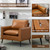 Oversized Upholstered Accent Chair, Modern Brown Leather Single Sofa for Bedroom or Living Room, Mid-Century Comfy Reading Armchair for Lounge or Waiting Area