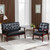 Modern Loveseat Sofa Set (Black) - Ergonomic Leather, Mid-Century Design, 2-Seat & Accent Chair, Small Spaces Furniture, Living Room, Apartment, Office