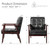 Mid Century Modern Accent Chair, Retro Wood and Leather Armchairs Side Chair, Lounge Reading Comfy Arm Chair for Living Room, Bedroom, Office (Black)