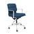 Padded Management Office Chair - Mid Back Desk Chair with Arm Rest, Swivel & Cushion Availability, Made of Faux Leather, Blue, Computer Chair