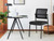 Mesh Stacking Office Desk Chairs, Portable Stackable Bulk Waiting Room Armless Chair with Adjustable Back & Leather Seat for Guest Lobby Side School Church Conference Break, Black