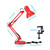 Metal Desk Lamp with Clamp, Swing Arm, Architect Adjustable Gooseneck Table Lamp, Clip Desk Lights for Home Office, Work, Study, Reading, E26 Base, Multi-Joint, Red