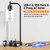 Industrial Table Lamps for Bedrooms Set of 2 - Fully Dimmable Bedside Lamps with USB A and C Ports and Outlet, Black Nightstand Lamps with Glass Shade for Living Room, Desk Lamps for Office Reading