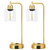 Industrial Table Lamp for Bedroom Set of 2 - Fully Dimmable Bedside Lamps with USB Ports and Outlet, Gold Nightstand Lamps with Clear Glass Shade for Living Room, Desk Lamps for Office Reading