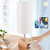 Bedside Lamp with USB A+C Port - Touch Control Table Lamp for Bedroom Wood 3 Way Dimmable Nightstand Lamp with Round Flaxen Fabric Shade for Home Office (LED Bulb Included)
