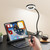 LED Desk Lamp Clip on Light with 3 Color Modes 10 Brightness Ring/Clamp Light 360° Adjustable Neck Dimmable Eye Protection Desk Lamps for Home Office