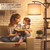 Floor Lamp for Living Room, LED Standing Lamp Tall Industrial Floor Lamp Reading for Bedroom, Office (9W LED Bulb, Beige Lampshade Included) -Oil-Rubbed Bronze