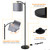 Floor Lamp with 3CCT LED Bulb, Gray Linen Lamp Shade for Living Room, Modern Standing Lamp for Bedrooms - Black