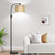 Upgraded Modern Arc Dimmable Tall Standing Floor Lamp with Champagne Shade, 1200 Lumens LED Bulb Included, for Living & Reading Room, Bedroom, Office & Nursery, Black