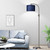 Upgraded Modern Arc Dimmable Tall Standing Floor Lamp with Blue Shade, 1200 Lumens LED Bulb Included, for Living & Reading Room, Bedroom, Office & Nursery, Brushed Nickel