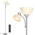 Floor Lamp, Remote Control with 4 Color Temperatures, LED Torchiere Floor Lamp with Adjustable Reading Lamp for Bedroom, Standing Lamps for Living Room, Bulb Included (Brushed Nickel)