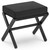 Foldable Foot Stool Ottoman, Small Padded Foot Rest with X-Legs, Portable Folding Leg Rest for Living Room Bedroom Office, Soft Foam Cushion Step Stool for Couch & Armchair (Black)
