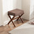 Foldable Foot Stool Ottoman, Modern Foot Rest with X Legs & Thick Foam Cushion, Folding Foot Stools Small Padded for Bedroom Living Room, Footstool for Chair Couch (Brown - Brown)