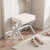 Foldable Foot Stool Ottoman, Modern Foot Rest with X Legs & Thick Foam Cushion, Folding Foot Stools Small Padded for Bedroom Living Room, Footstool for Chair Couch (White - White)