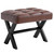 Small 12" H Footrest Stool, Square PU Foot Stool with Metal X-Leg, Multi-Use as Small Side Table, Step Stool for Living Room, Bedroom, Entryway, Office, Dark Brown WBD012Z